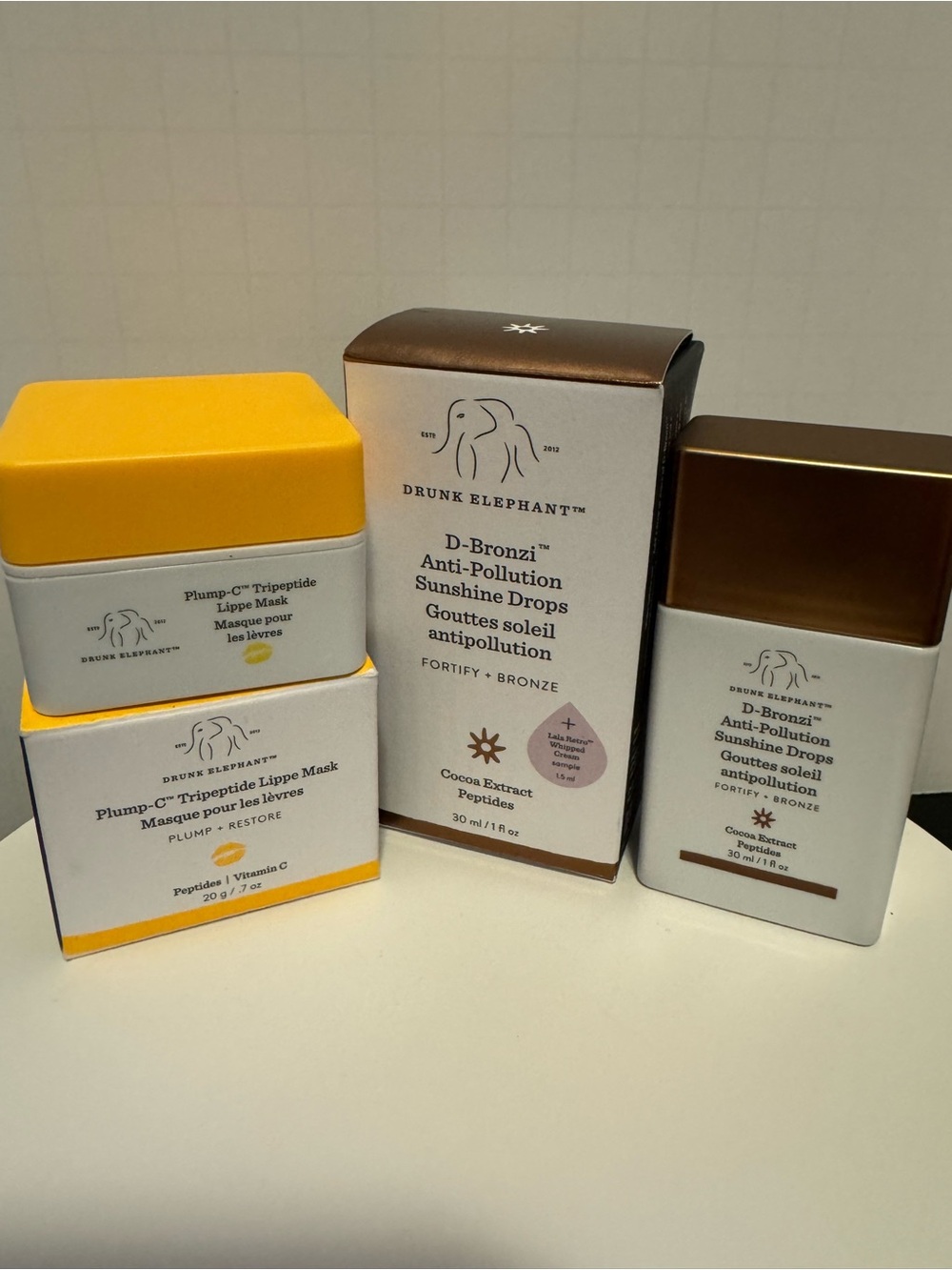 Drunk Elephant Plump-C Tripeptide Lippe Mask & D-Bronzi Drops